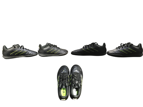 Vist Large View of Product Image Which is Used Adidas Soccer Indoor Shoes Black And Green Junior 02