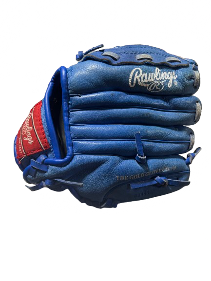 Vist Large View of Product Image Which is Used Rawlings RAWLINGS HIGHLIGHT SERIES LHT 9.5IN BB/SB Glove T-ball Royal Blue 9 1/2"