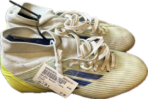 Vist Large View of Product Image Which is Used Adidas Soccer Cleats White Junior 05.5