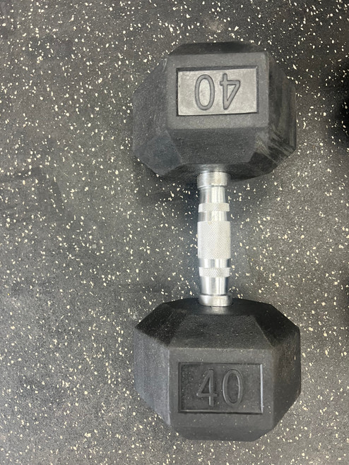 Vist Large View of Product Image Which is New 40-lb Rubber Hex Dumbbell (Each)
