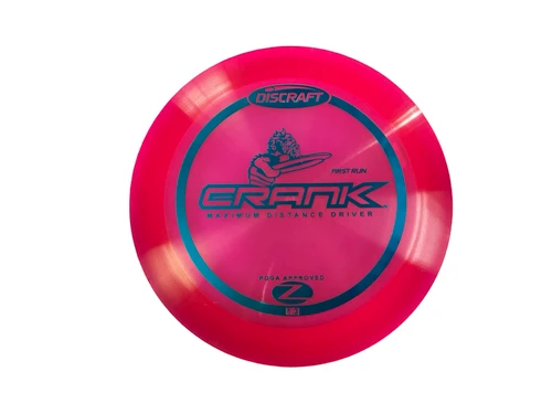Vist Large View of Product Image Which is New Discraft Z CRANK FIRST RUN Disc Golf Driver Pink 168g