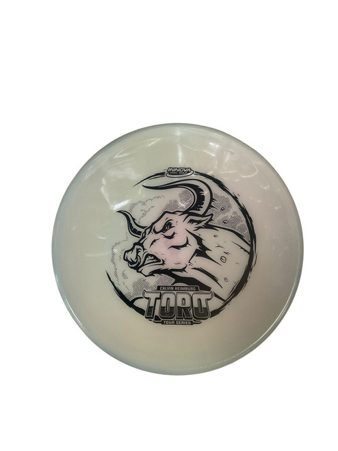 Vist Large View of Product Image Which is New Innova PROTO GLOW CHAMP TORO CALVIN HEIMBURG Disc Golf Putter Clear 175g
