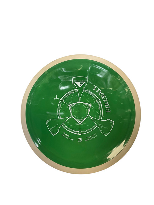 Vist Large View of Product Image Which is New Axiom NEUTRON FIREBALL PFN PATENT PENDING Disc Golf Driver Green 173g