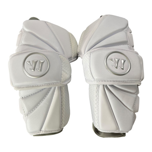 Vist Large View of Product Image Which is Used Warrior EVO PRO Lacrosse Arm Pads/Guards White MD