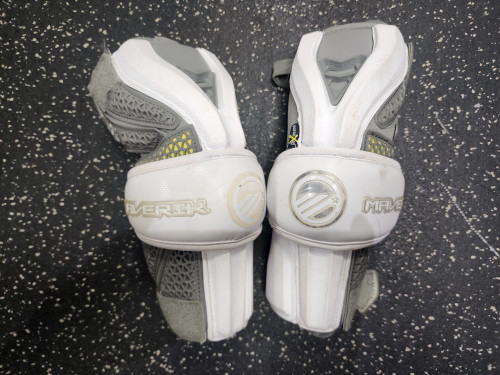 Vist Large View of Product Image Which is Used Maverik ROME Lacrosse Arm Pads/Guards White Senior