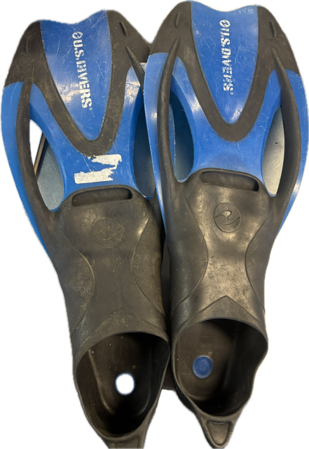 Vist Large View of Product Image Which is Used US Divers Underwater Fins Royal Blue M/L