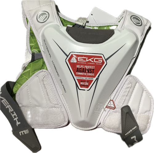 Vist Large View of Product Image Which is Used Maverik MAVERIK EKG Lacrosse Shoulder Pads White SM