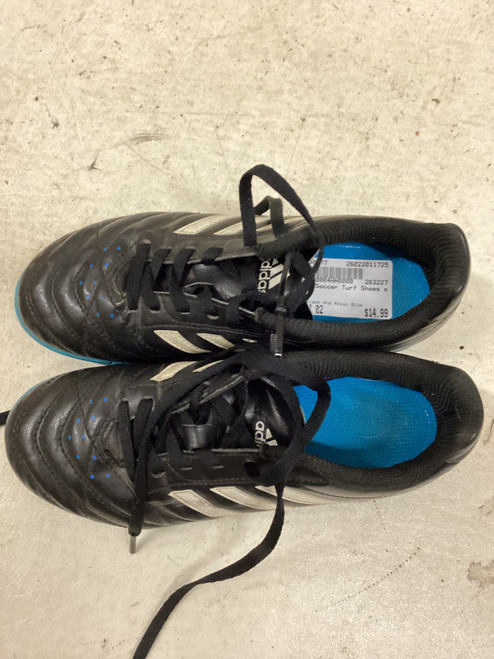 Vist Large View of Product Image Which is Used Adidas Soccer Turf Shoes Black And Royal Blue Junior 02