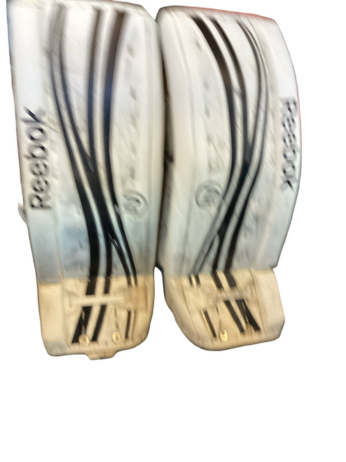 Vist Large View of Product Image Which is Used Reebok INTPRO Goalie Leg Pads Senior White 31"