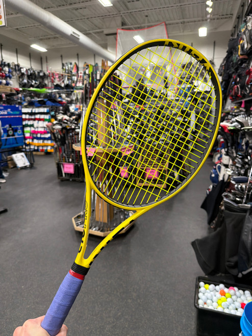 Vist Large View of Product Image Which is Used Volkl C10 PRO Adult Tennis Racquet Yellow 4 3/8"