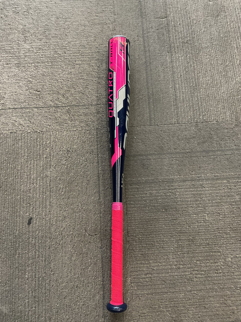 Vist Large View of Product Image Which is Used Rawlings QUATRO TBALL BB/SB T-Ball Bat Neon Pink And Navy Blue 25"