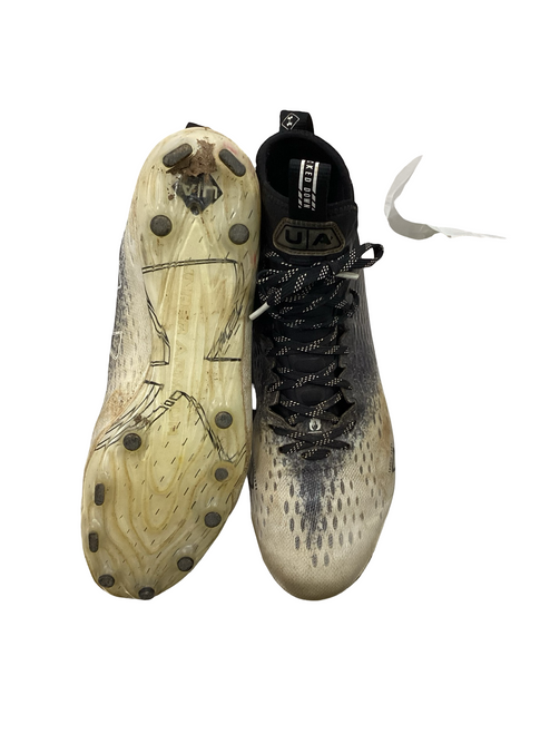 Vist Large View of Product Image Which is Used Under Armour Adult FB Cleats Black And White Senior 11.5