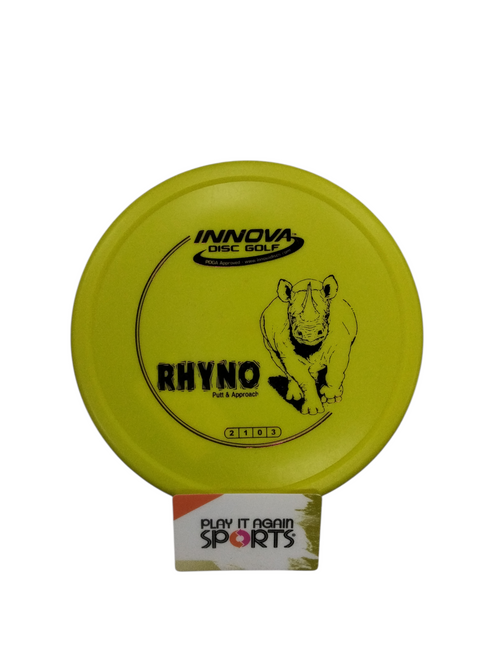 Vist Large View of Product Image Which is Used Innova RHYNO Disc Golf Putter Yellow