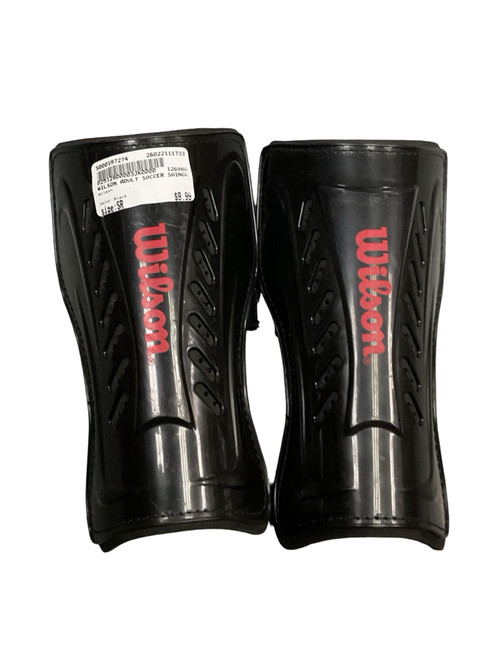Vist Large View of Product Image Which is Used Wilson Soccer Shin Guards Adult Black Senior
