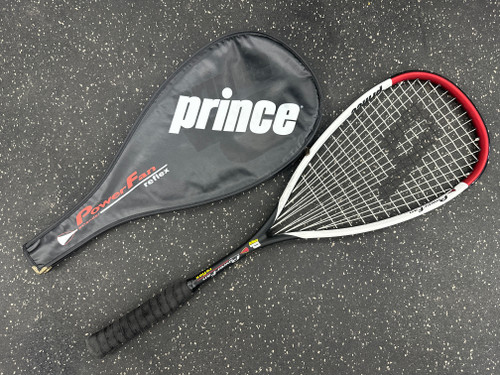 Vist Large View of Product Image Which is Used Prince POWER FAN FLEX Adult Squash Racquet Black And White Unknown