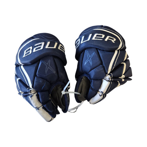 Vist Large View of Product Image Which is Used Bauer VAPOR XLTX PRO Junior Gloves Navy Blue 11"