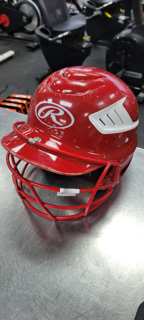 Vist Large View of Product Image Which is Used Rawlings BATTING HELMET WITH MASK Batting Helmet w/Mask Red LG
