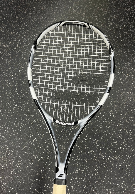 Vist Large View of Product Image Which is Used Babolat PULSION 102 Adult Tennis Racquet Black 4 1/4"