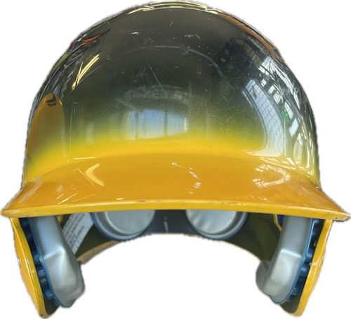 Vist Large View of Product Image Which is Used Schutt BLACK/GOLD Batting Helmet No Mask Black One Size