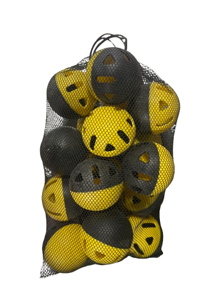Vist Large View of Product Image Which is Used SKLZ WHIFFLE BALLS 18PACK BB/SB Training Aid Black And Gold