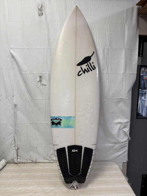 Vist Large View of Product Image Which is Used Chilli Rare Bird Surfboard White 5'8" Designed by James Cheal