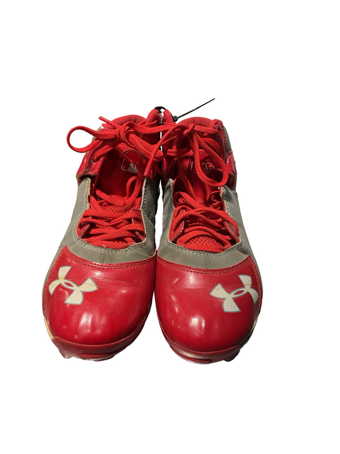Vist Large View of Product Image Which is Used Under Armour AUTHENTIC COLLECTION BB/SB Cleats Grey And Red Junior 06