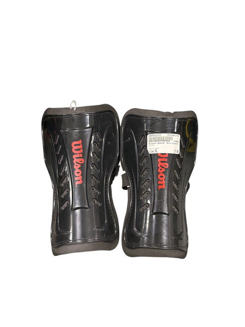 Vist Large View of Product Image Which is Used Wilson Soccer Shin Guards Adult Black LG