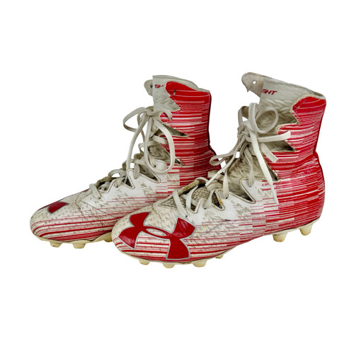 Vist Large View of Product Image Which is Used Under Armour HIGHLIGHT Football Cleats Red And White Men's 6.5