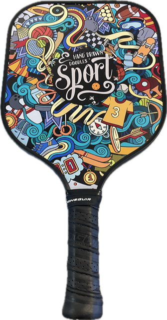 Vist Large View of Product Image Which is Used HAND DRAWN DOODLES Pickleball Racquet None
