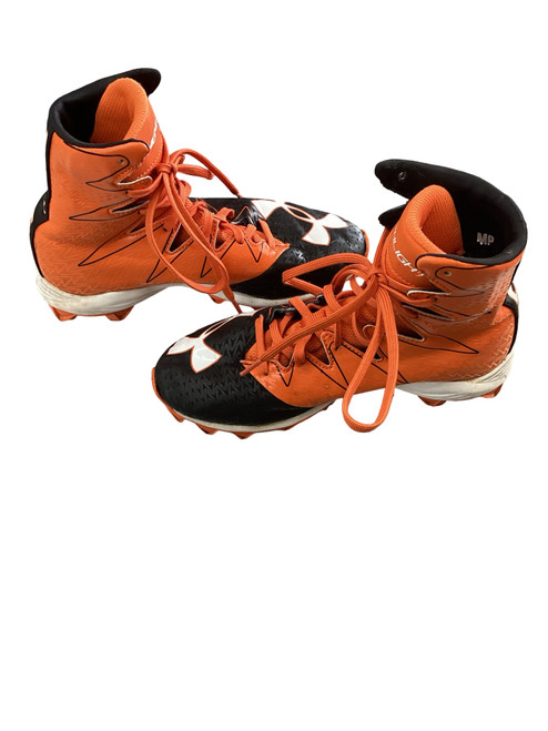 Vist Large View of Product Image Which is Used Under Armour Jr FB Cleats Black And Orange Junior 04