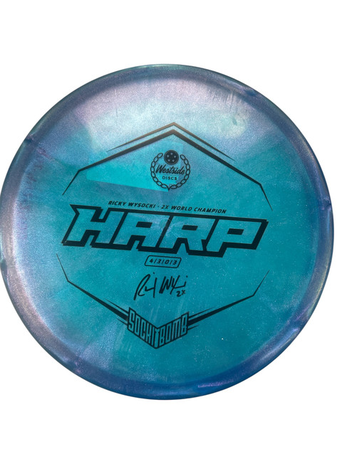 Vist Large View of Product Image Which is Used Westside HARP Disc Golf Putter Royal Blue 174g