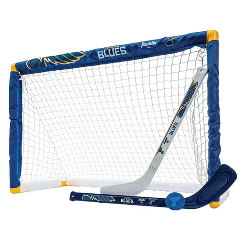 Vist Large View of Product Image Which is New FRANKLIN STL BLUES MINI HOCKEY GOAL SET