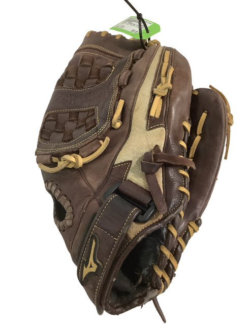 Vist Large View of Product Image Which is Used Mizuno FRANCHISE FP/SP 14IN RH Throw Fastpitch Gloves Brown 14"