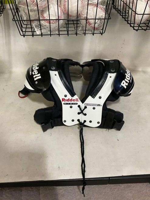 Vist Large View of Product Image Which is Used Riddell WARRIOR IIX FB Shoulder Pads White SM