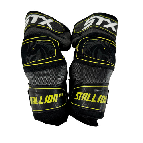 Vist Large View of Product Image Which is Used STX STALLION 100 Lacrosse Arm Pads Black SM