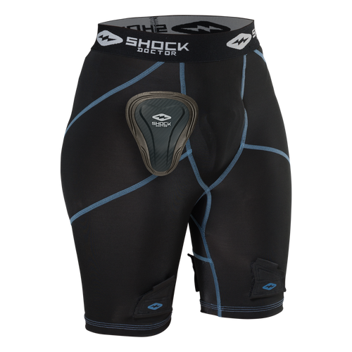 Vist Large View of Product Image Which is The Shock Doctor Women's/Girl’s Core Compression Hockey Short with Pelvic Protector provides essential protection to skate with confidence. Four-way stretch compression provides a supportive fit, and the mid-rise cut is designed specifically for female athletes. Pelvic Protector delivers superior comfort and protection.