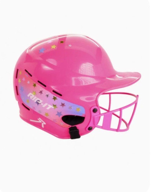Vist Large View of Product Image Which is New PINK PLAY BALL STARLIGHT SOFTBALL HELMET