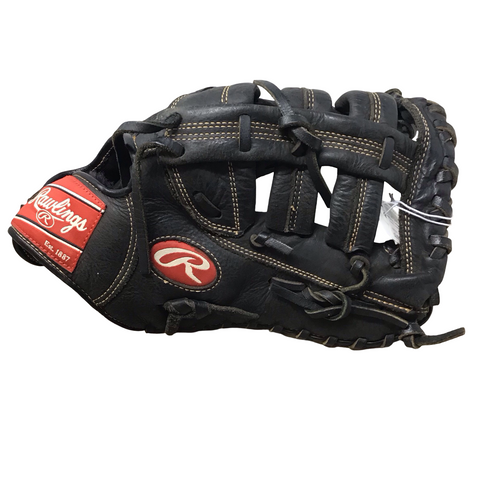 Vist Large View of Product Image Which is Used Rawlings RFBRB BB/SB First Base RH Throw Black 12 1/2"