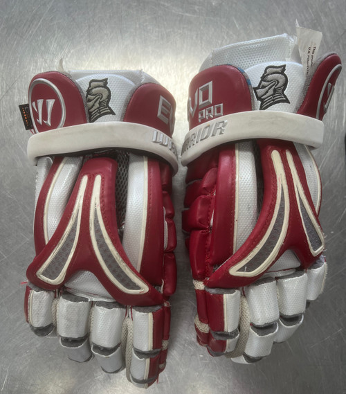 Vist Large View of Product Image Which is Used Warrior EVO PRO Lacrosse Gloves Mens Maroon LG