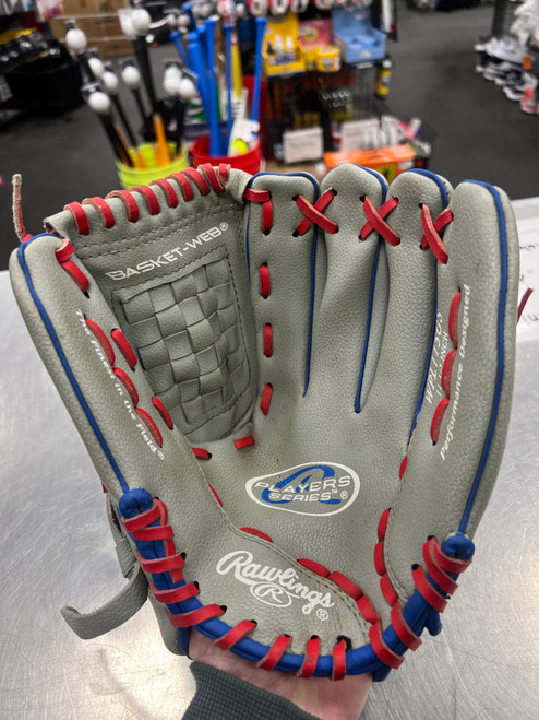 Vist Large View of Product Image Which is Used Rawlings WPL115GS PLAYER SERIES BB/SB Glove RH Throw Grey 11 1/2"