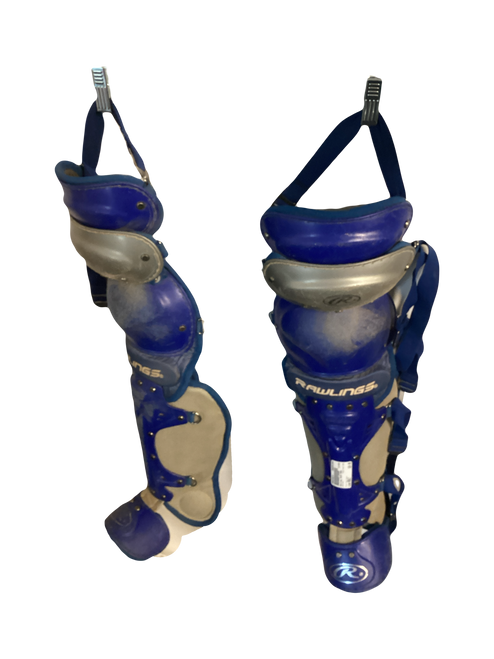 Vist Large View of Product Image Which is Used Rawlings SHIN PADS Catchers Leg Guards Navy Blue Adult