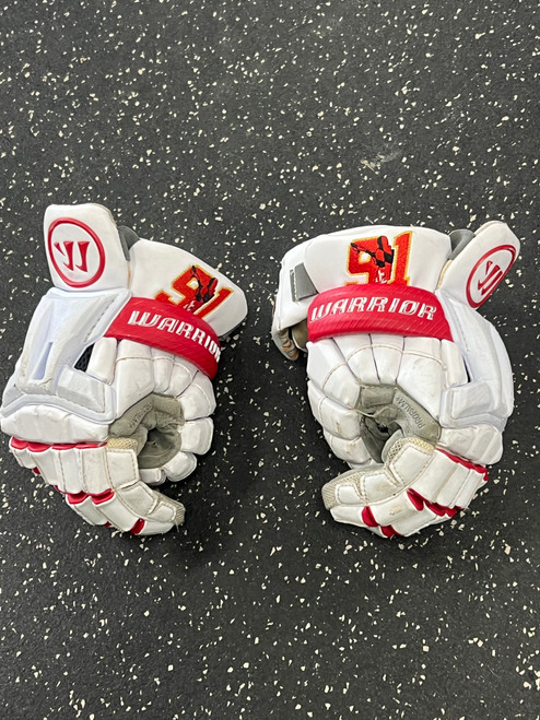 Vist Large View of Product Image Which is Used Warrior BURN XP Lacrosse Gloves Mens White MD