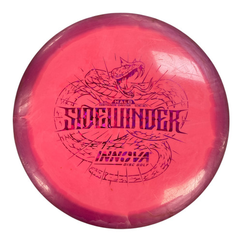 Vist Large View of Product Image Which is Used Innova HALO STAR SIDEWINDER Disc Golf Driver Pink 172g
