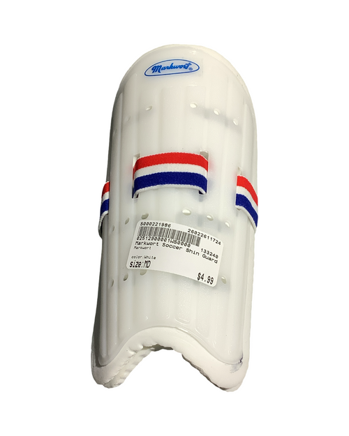 Vist Large View of Product Image Which is Used Markwort Soccer Shin Guards Adult White MD