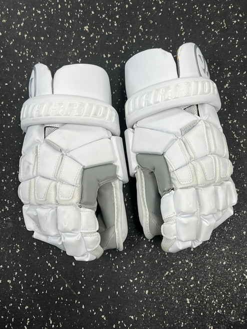 Vist Large View of Product Image Which is Used Warrior NEMESIS QS Lacrosse Gloves Mens White 13"