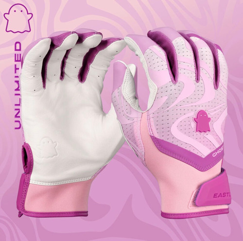 Vist Large View of Product Image Which is New ADULT PINK EASTON GHOST ETHOS UNLIMITED FASTPITCH BATTING GLOVES