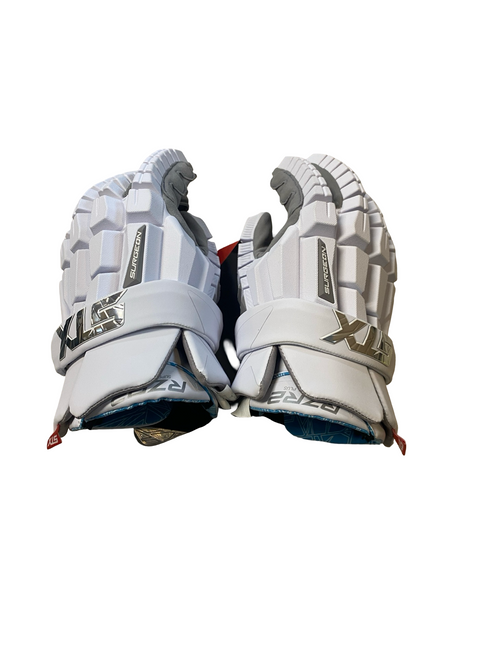 Vist Large View of Product Image Which is Used STX SURGEON Lacrosse Gloves Mens White LG