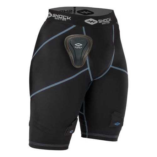 Vist Large View of Product Image Which is The Shock Doctor Women's/Girl’s Core Compression Hockey Short with Pelvic Protector provides essential protection to skate with confidence. Four-way stretch compression provides a supportive fit, and the mid-rise cut is designed specifically for female athletes. Pelvic Protector delivers superior comfort and protection.