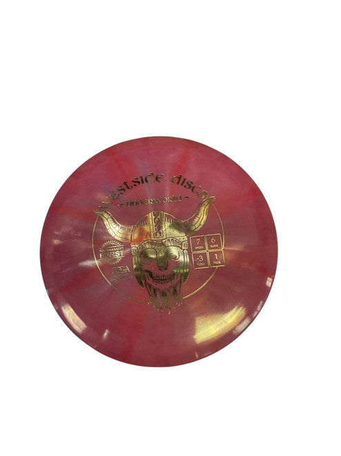 Vist Large View of Product Image Which is Used Westside BURST UNDERWORLD Disc Golf Driver Wine Red 172g