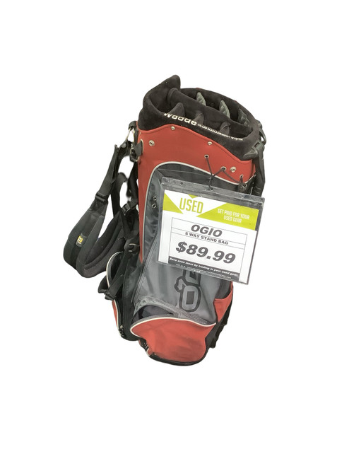 Vist Large View of Product Image Which is Used Ogio 8 WAY STAND BAG WOODE CLUB MNGMT SYSTEM Mens Stand Bag Black And Red